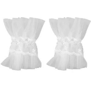 1 Pair White Mesh Fingerless Gloves Pearl Lace Wrist Cuffs Bridal Fake Sleeves for Wedding Party Costume Accessories