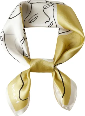 100% Mulberry Silk Neck Scarf, 21"x21" Silk Hair Head Scarf for Women Men, Lightweight Square Silk Scarf Small