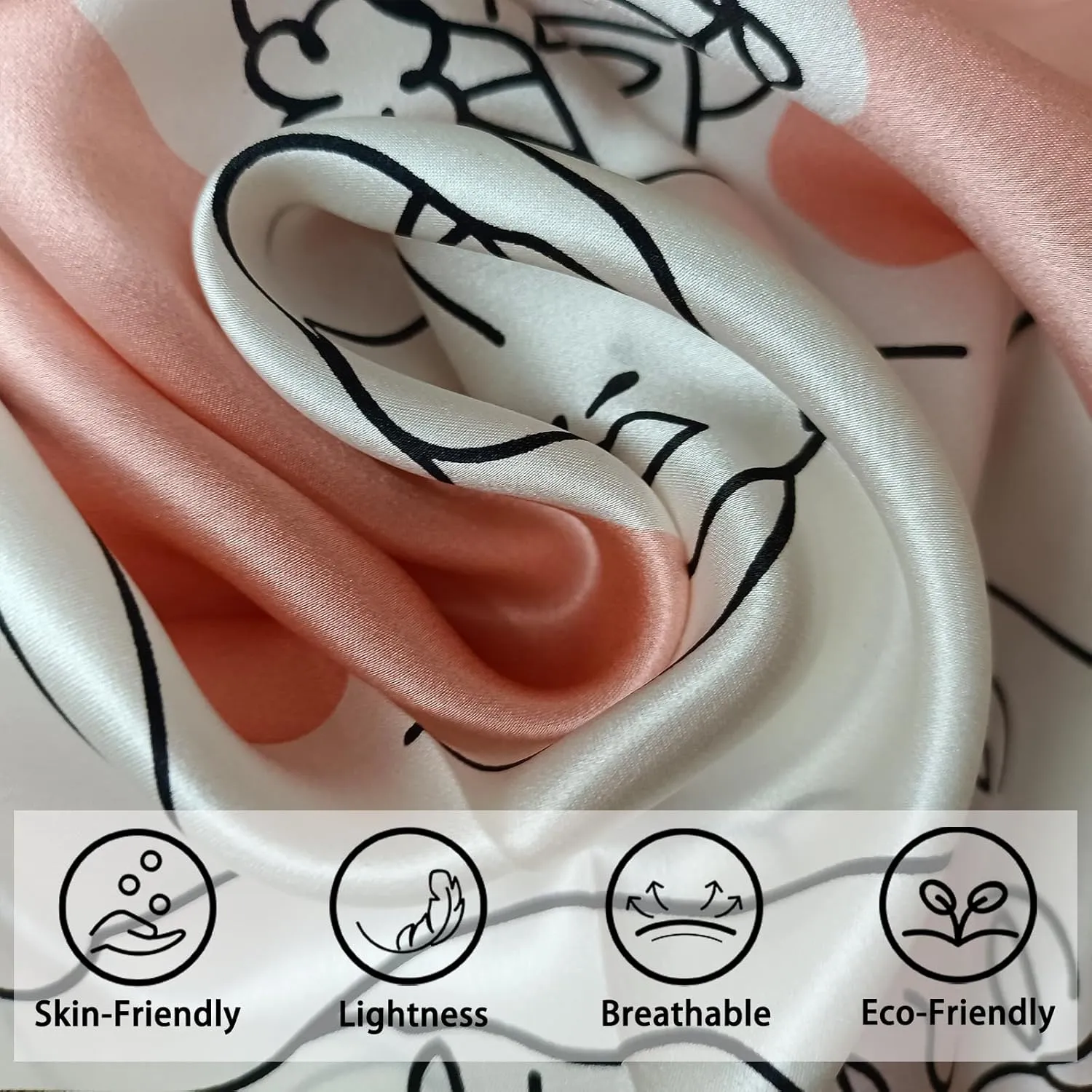 100% Mulberry Silk Neck Scarf, 21"x21" Silk Hair Head Scarf for Women Men, Lightweight Square Silk Scarf Small
