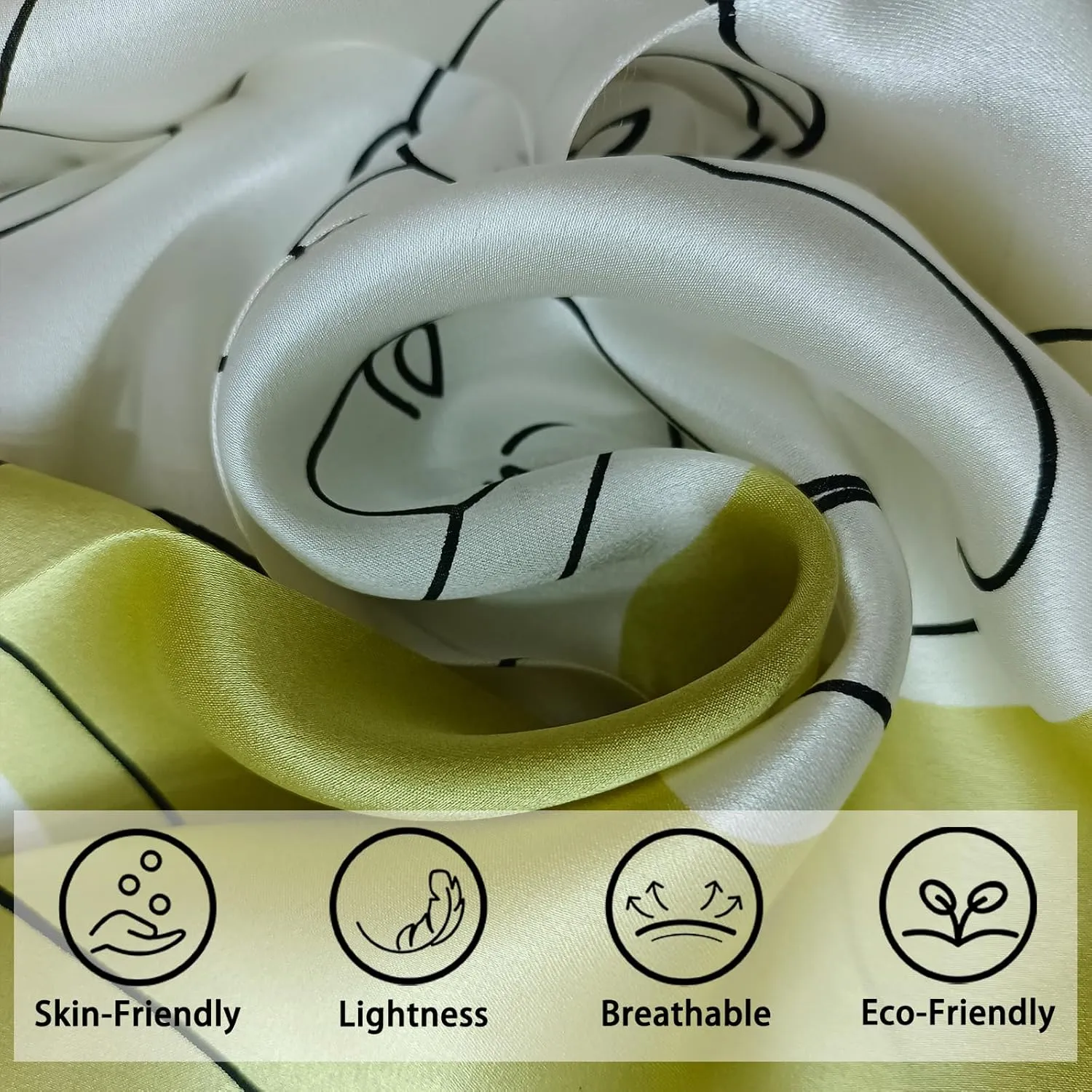 100% Mulberry Silk Neck Scarf, 21"x21" Silk Hair Head Scarf for Women Men, Lightweight Square Silk Scarf Small