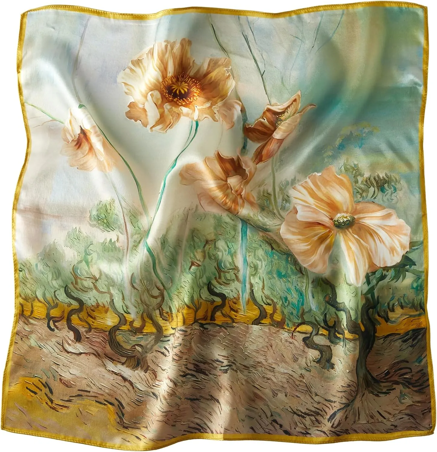 100% Mulberry Silk Neck Scarf, 21"x21" Silk Hair Head Scarf for Women Men, Lightweight Square Silk Scarf Small