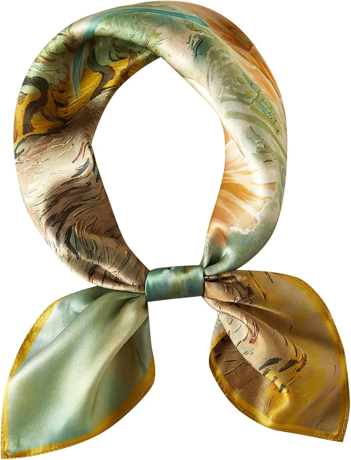 100% Mulberry Silk Neck Scarf, 21"x21" Silk Hair Head Scarf for Women Men, Lightweight Square Silk Scarf Small