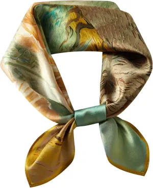 100% Mulberry Silk Neck Scarf, 21"x21" Silk Hair Head Scarf for Women Men, Lightweight Square Silk Scarf Small