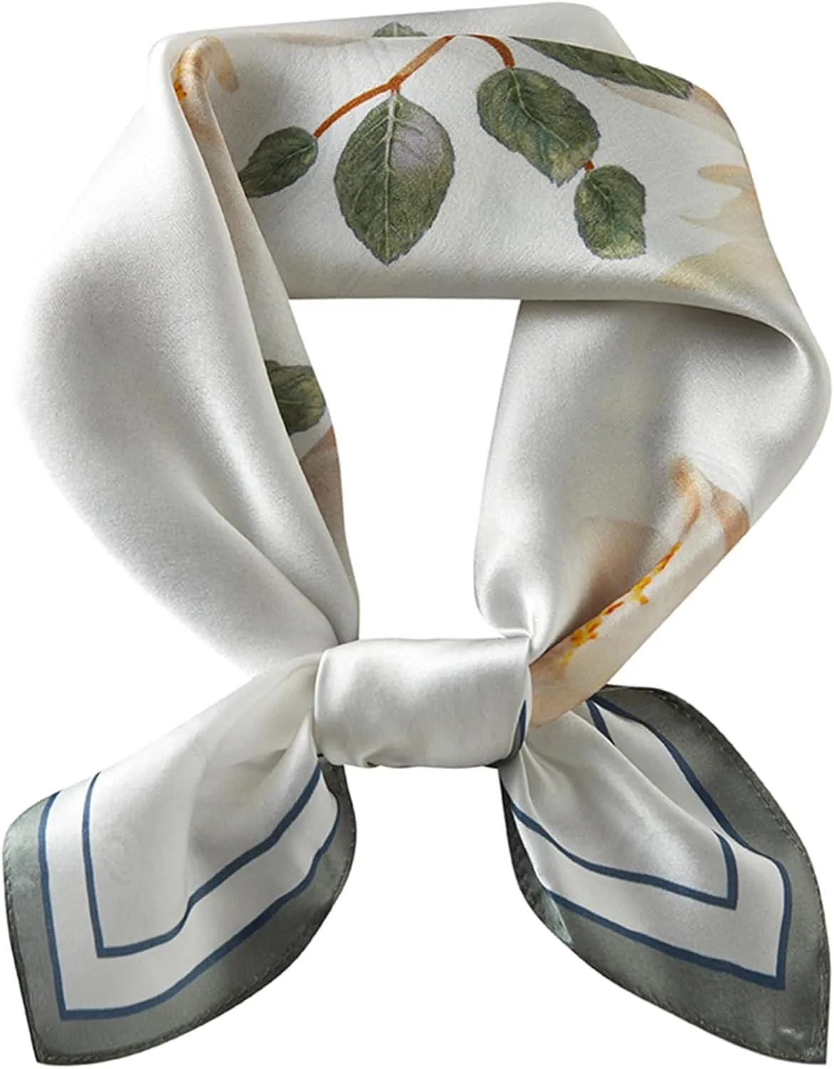 100% Mulberry Silk Neck Scarf, 21"x21" Silk Hair Head Scarf for Women Men, Lightweight Square Silk Scarf Small