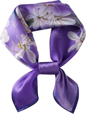 100% Mulberry Silk Neck Scarf, 21"x21" Silk Hair Head Scarf for Women Men, Lightweight Square Silk Scarf Small