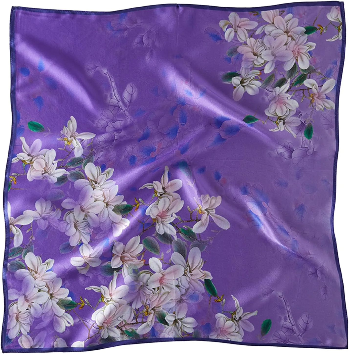 100% Mulberry Silk Neck Scarf, 21"x21" Silk Hair Head Scarf for Women Men, Lightweight Square Silk Scarf Small
