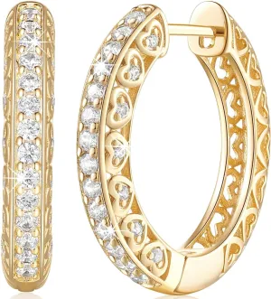 14K Gold Hoop Earrings for Women’s Hoop Earring Small Thick Hoops Earring Exquisite Diamond Hoops Earrings 25 MM