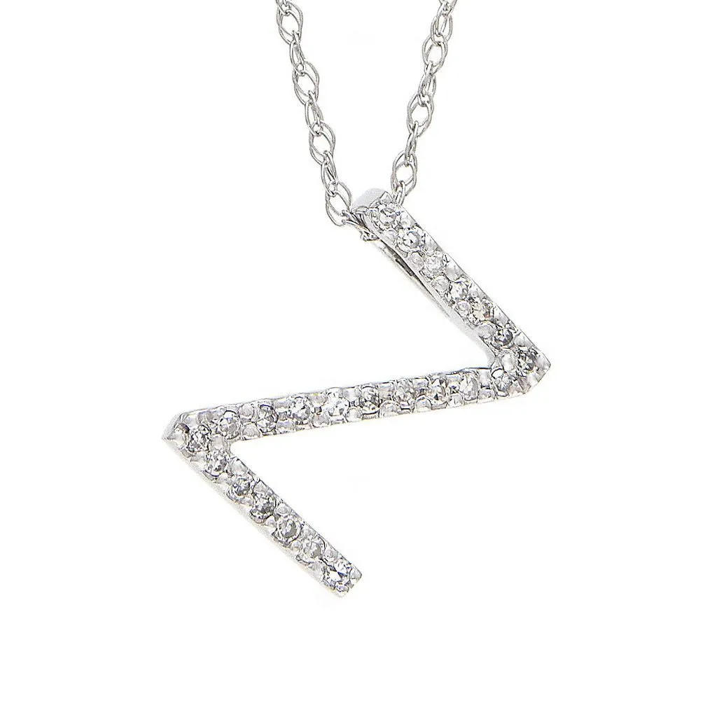 14K Gold Initial "Z" Necklace With Diamonds (Big)