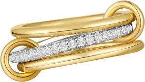 14K Gold Plated Stackable Rings，Ring Set with CZ Cubic Zirconia interlocking ring for women Gold/Silver Stacked Multi-Link Connected Band Jewelry Gift