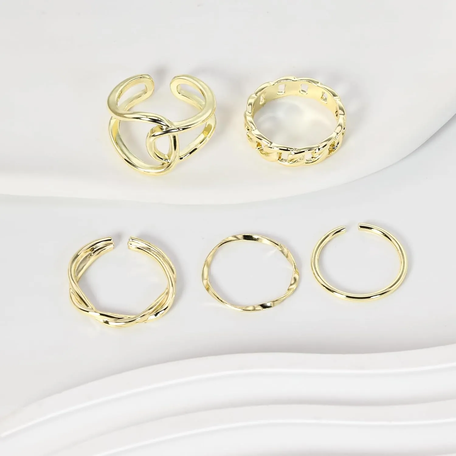 14K Gold Rings for Women,Open Non Tarnish Adjustable Stacking Knuckle Chunky Thumb Ring,Twist Cross Design,Trendy Statement Promise Wedding Bands Engagement Rings for Women Size 6-9