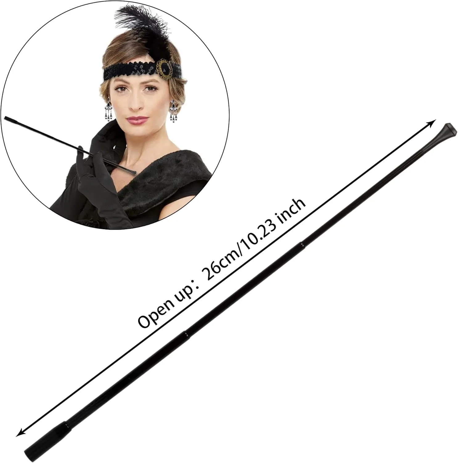 1920s Flapper Accessories Sets for Women Great Costume Headpiece Pearl Necklace Gloves Holder