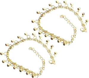 2pcs Gold Anklet Bells for Women Decorative Ankle Bracelets Sound Fashion Summer Beach Jewelry