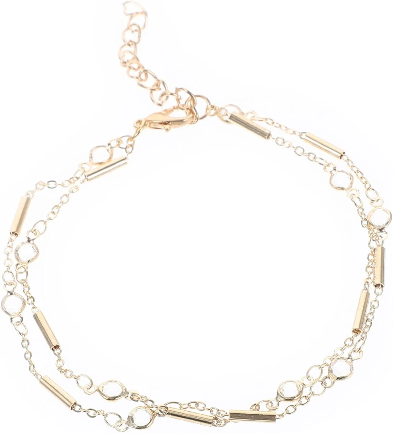2pcs Women's Gold Anklets Double Chain Ankle Bracelets for Women Layered Anklet Bracelets