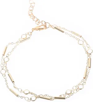 2pcs Women's Gold Anklets Double Chain Ankle Bracelets for Women Layered Anklet Bracelets