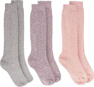 3 Pairs Ladies Wellington Boot Socks Warm Thermal Knee-High Outdoor Hiking Wool Blend Moisture-Wicking Assorted Colors Size UK 4-8 EU 37-40 by Sock Stack