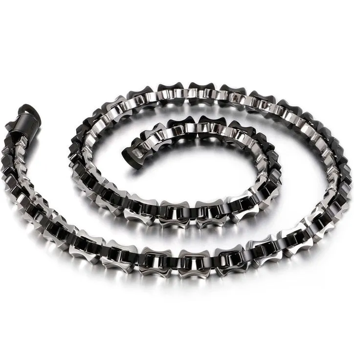 316L Stainless Steel Men's Necklace Never Fade Black Gold Plated Link Chain