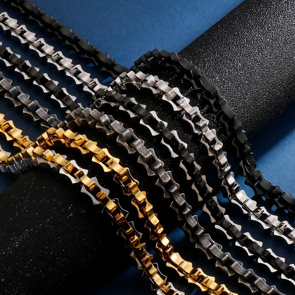 316L Stainless Steel Men's Necklace Never Fade Black Gold Plated Link Chain