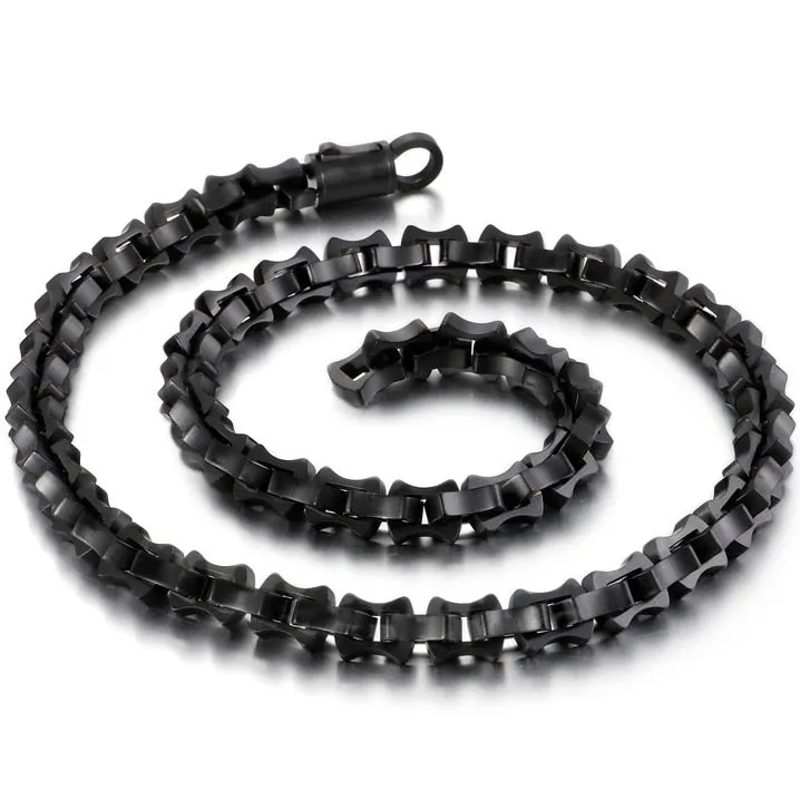 316L Stainless Steel Men's Necklace Never Fade Black Gold Plated Link Chain