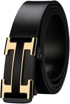 3.4cm Width Metal Automatic Buckle Casual Genuine Leather Belts fit for Business success men
