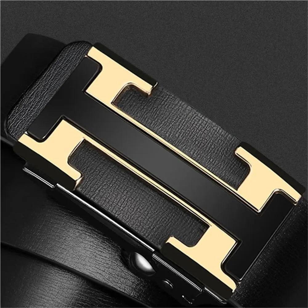 3.4cm Width Metal Automatic Buckle Casual Genuine Leather Belts fit for Business success men
