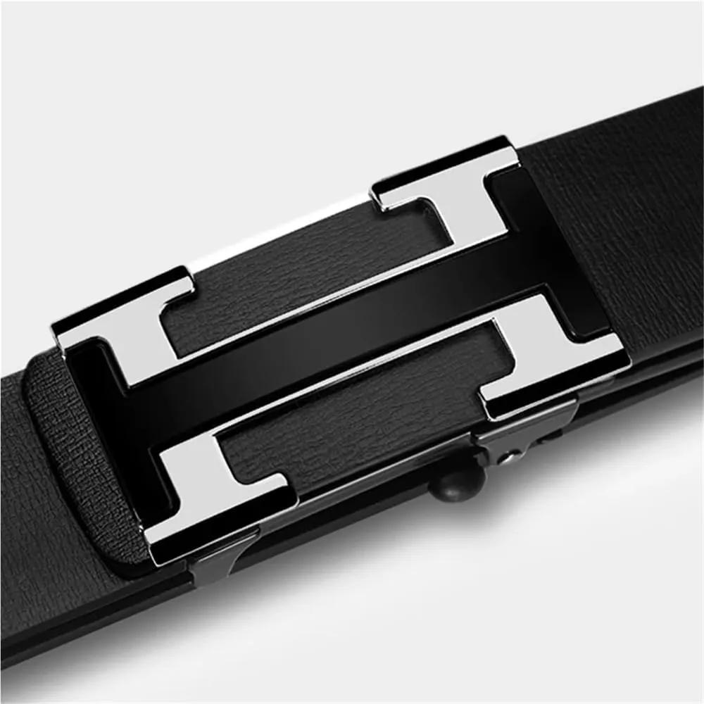 3.4cm Width Metal Automatic Buckle Casual Genuine Leather Belts fit for Business success men