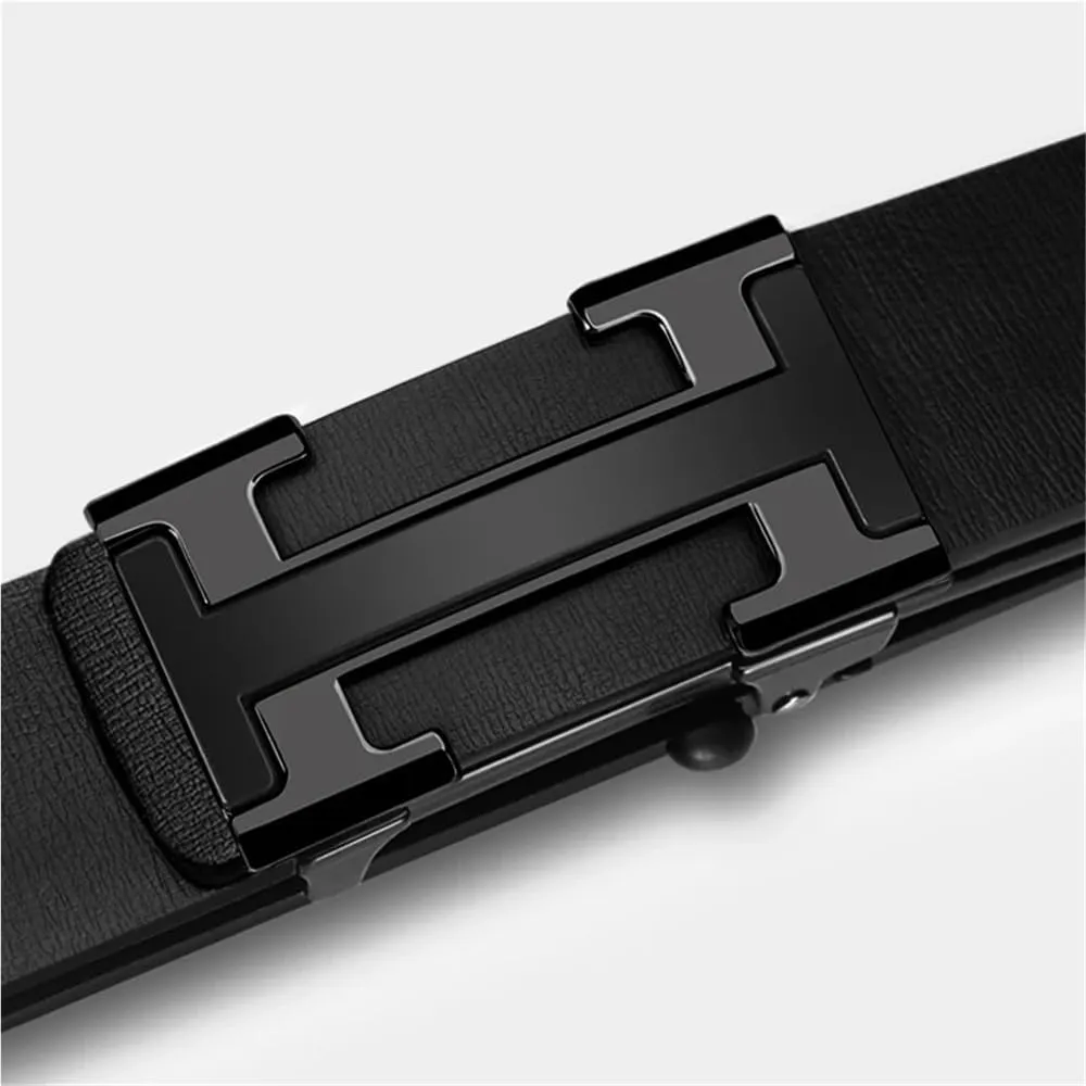 3.4cm Width Metal Automatic Buckle Casual Genuine Leather Belts fit for Business success men