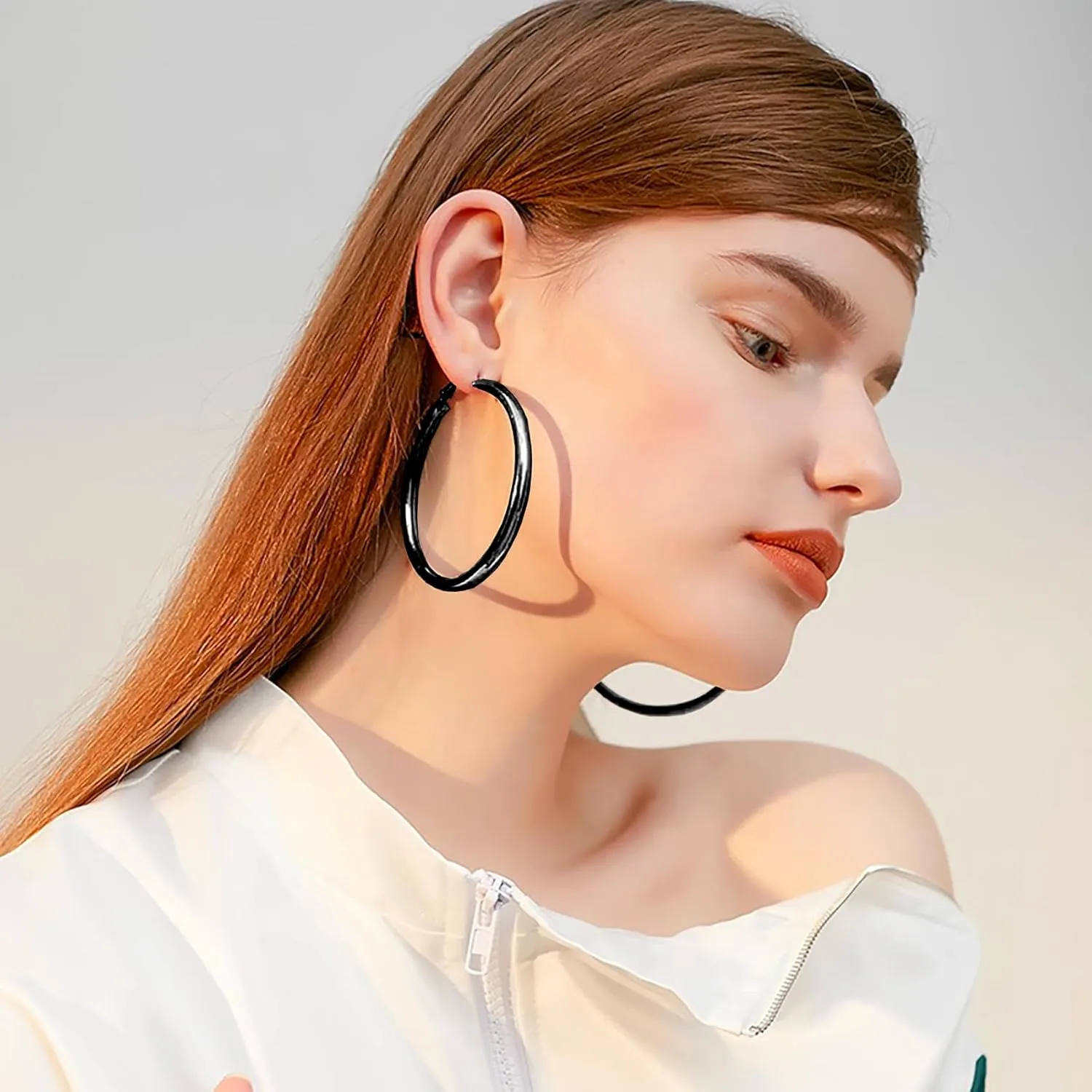 4mm Thick Gold Chunky Earrings Steling Silver Post Hoops Earrings For Women Hollow Tube Hoops Earrings Thick Gold Hoop Earrings Hypoallergenic Lightweight Gold Hoop Large Earrings 20/30/40/50/60MM