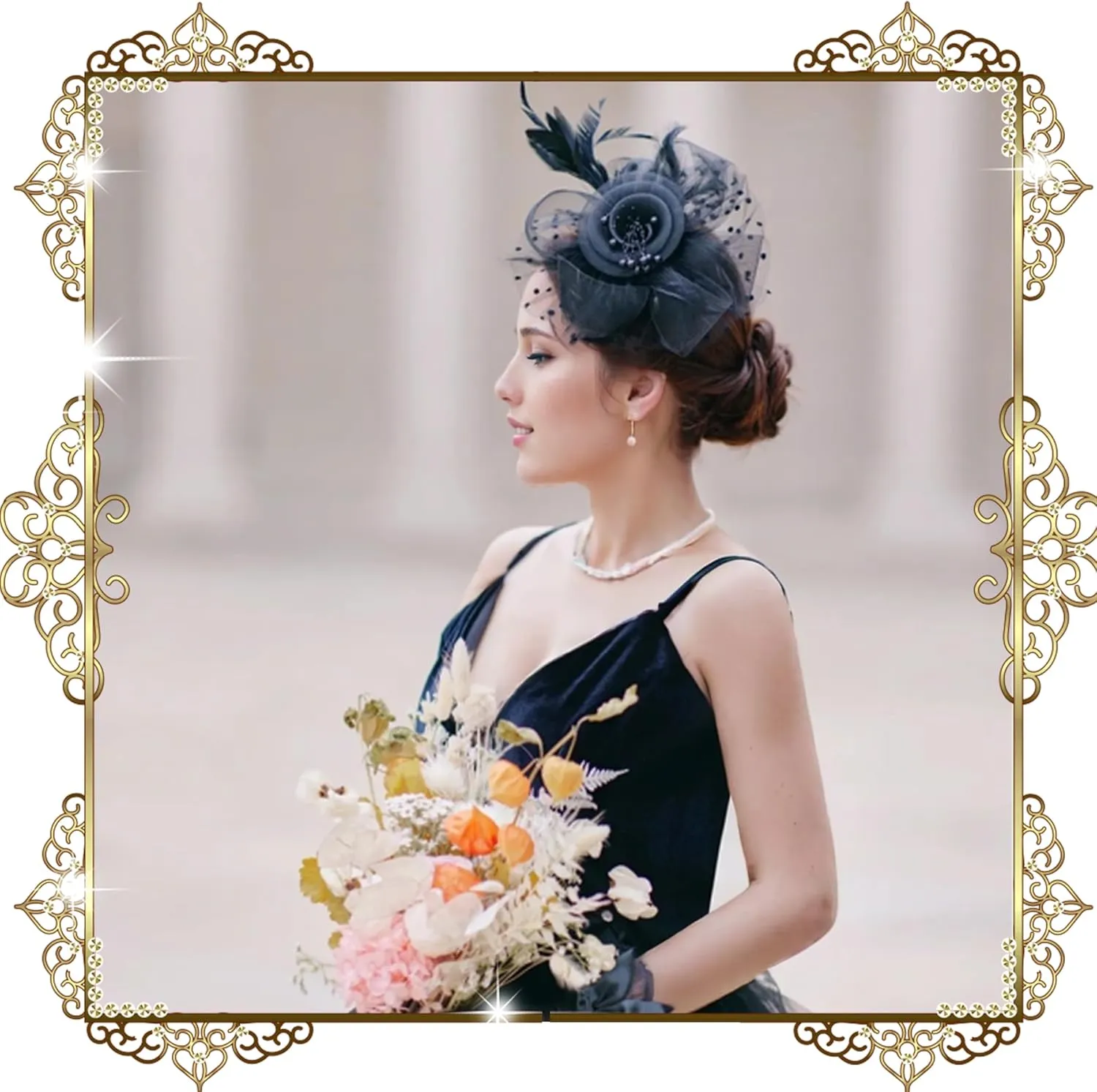 5 Pack Black Fascinators Hat for Women Tea Party Fashion Derby Hats