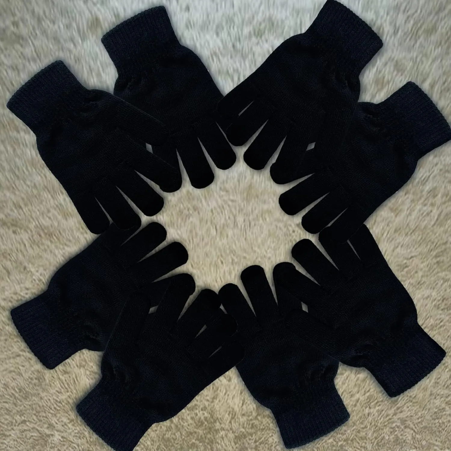6 Pairs Winter Gloves for Women Men's Warm Knit Gloves for Clod Weather Black Magic Glove for Driving Running Hiking