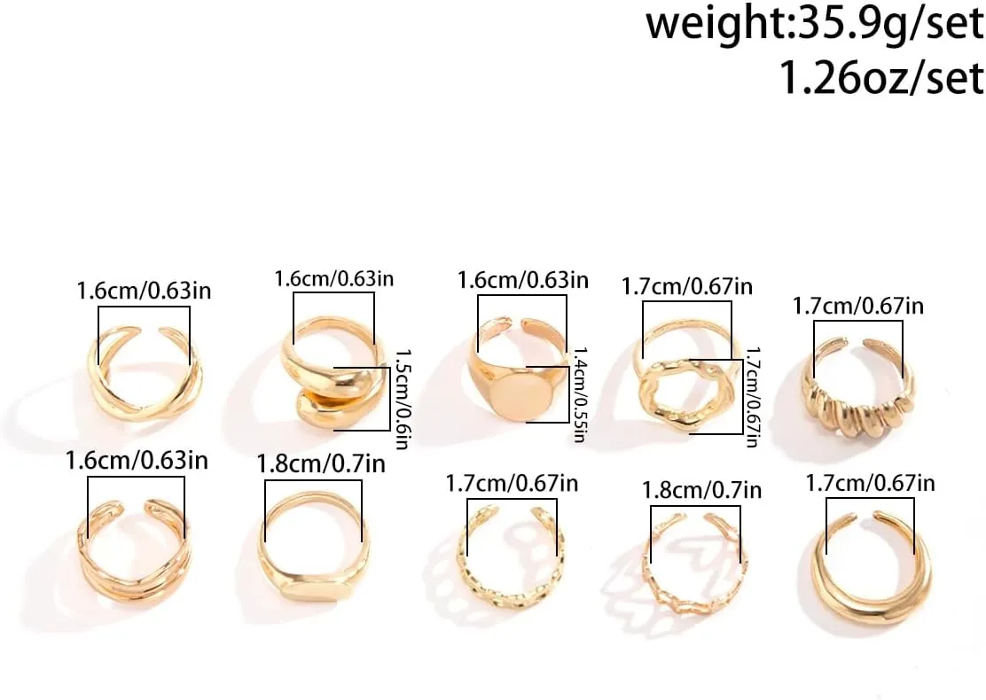 6PCS Chunky Gold Rings for Women Golden/Silver Opening Adjustable Rings Dainty Chunky Statement Dome Rings Set Baroque Pearl Flower Stackable Rings Trendy Jewelry Set for Women