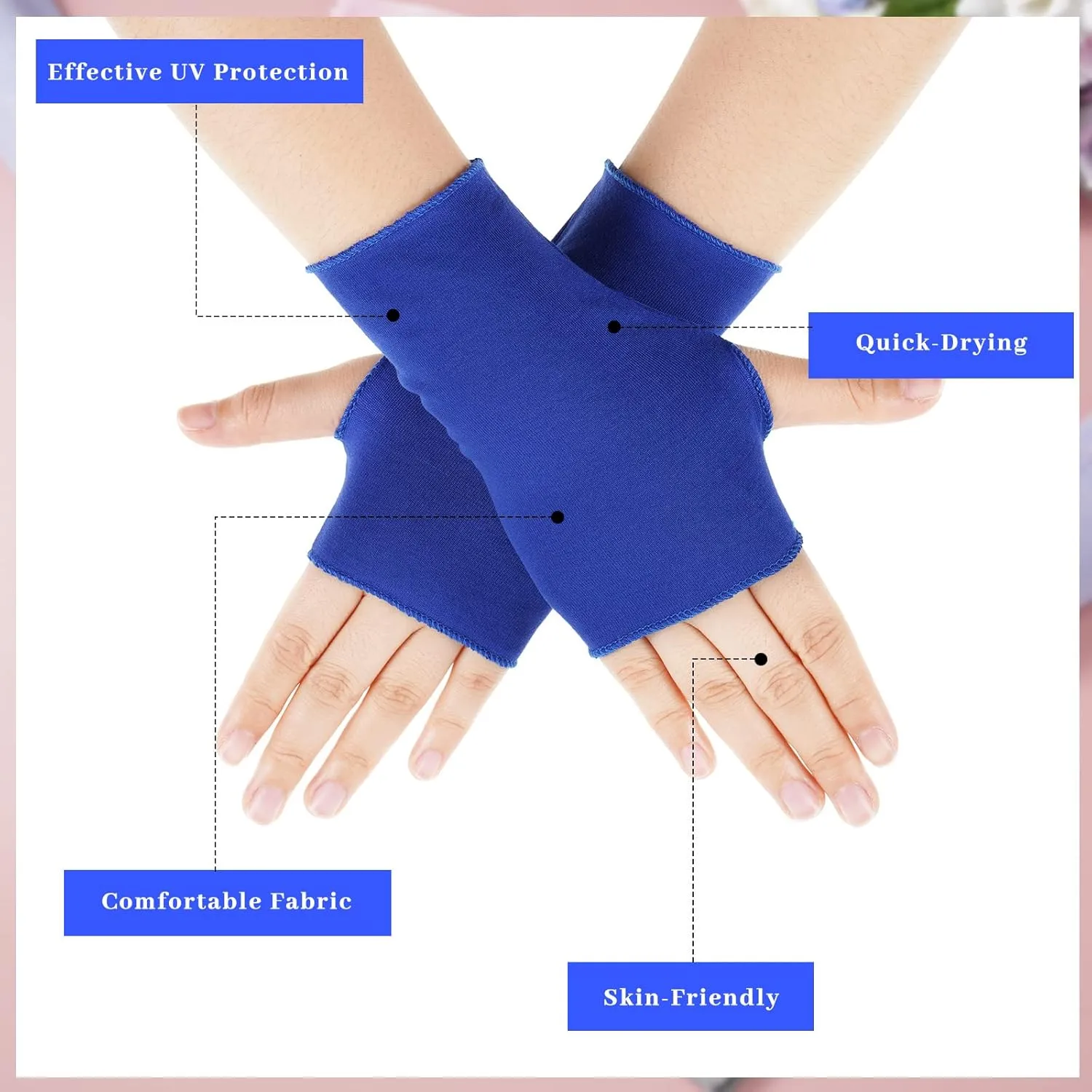 8 Pairs Women Sunblock Fingerless Gloves Summer UV Protection Driving Glove Non Slip for Outdoor Activities