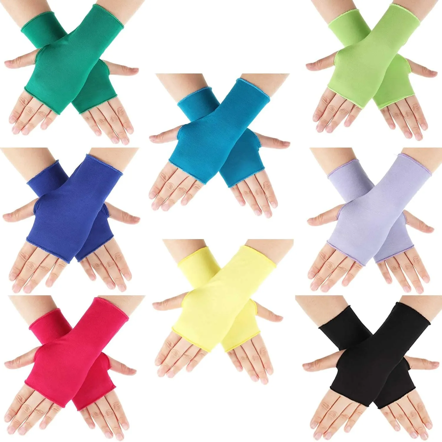 8 Pairs Women Sunblock Fingerless Gloves Summer UV Protection Driving Glove Non Slip for Outdoor Activities