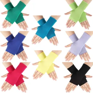 8 Pairs Women Sunblock Fingerless Gloves Summer UV Protection Driving Glove Non Slip for Outdoor Activities