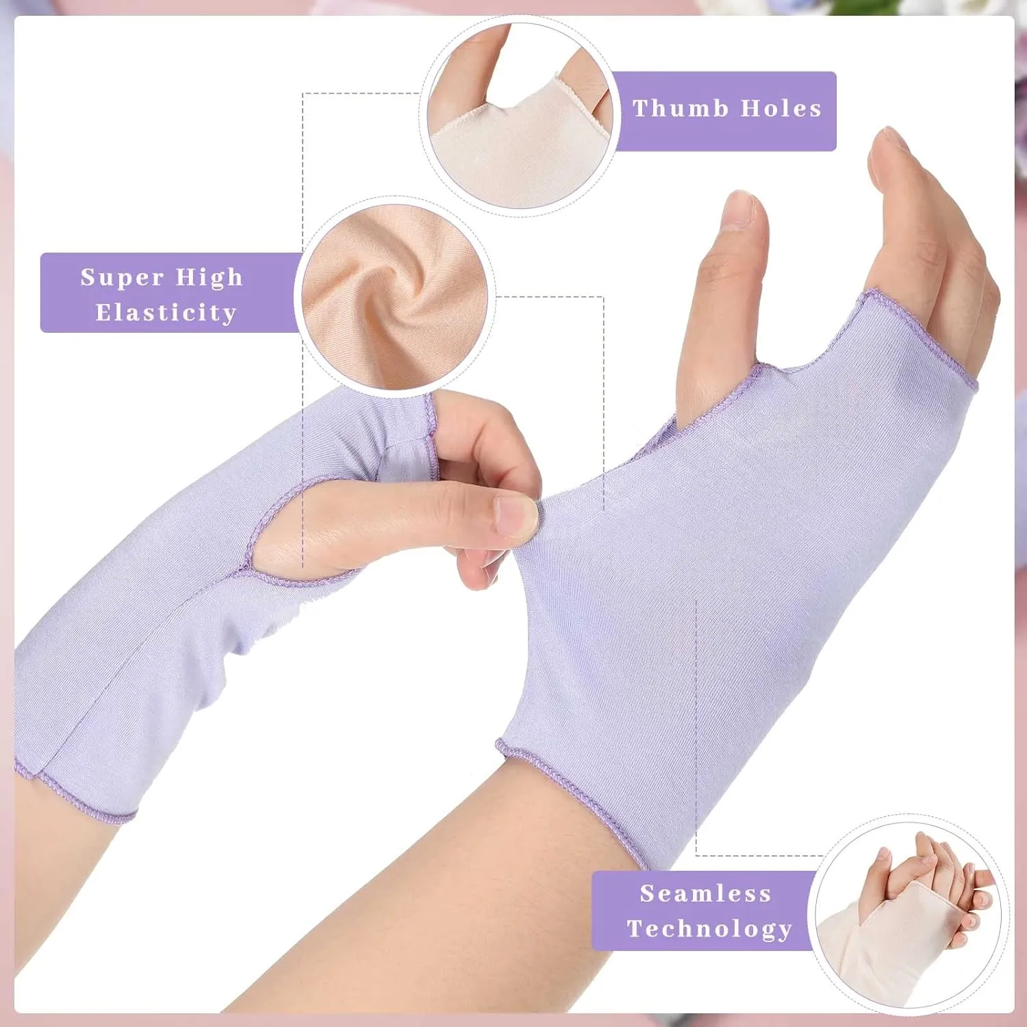 8 Pairs Women Sunblock Fingerless Gloves Summer UV Protection Driving Glove Non Slip for Outdoor Activities
