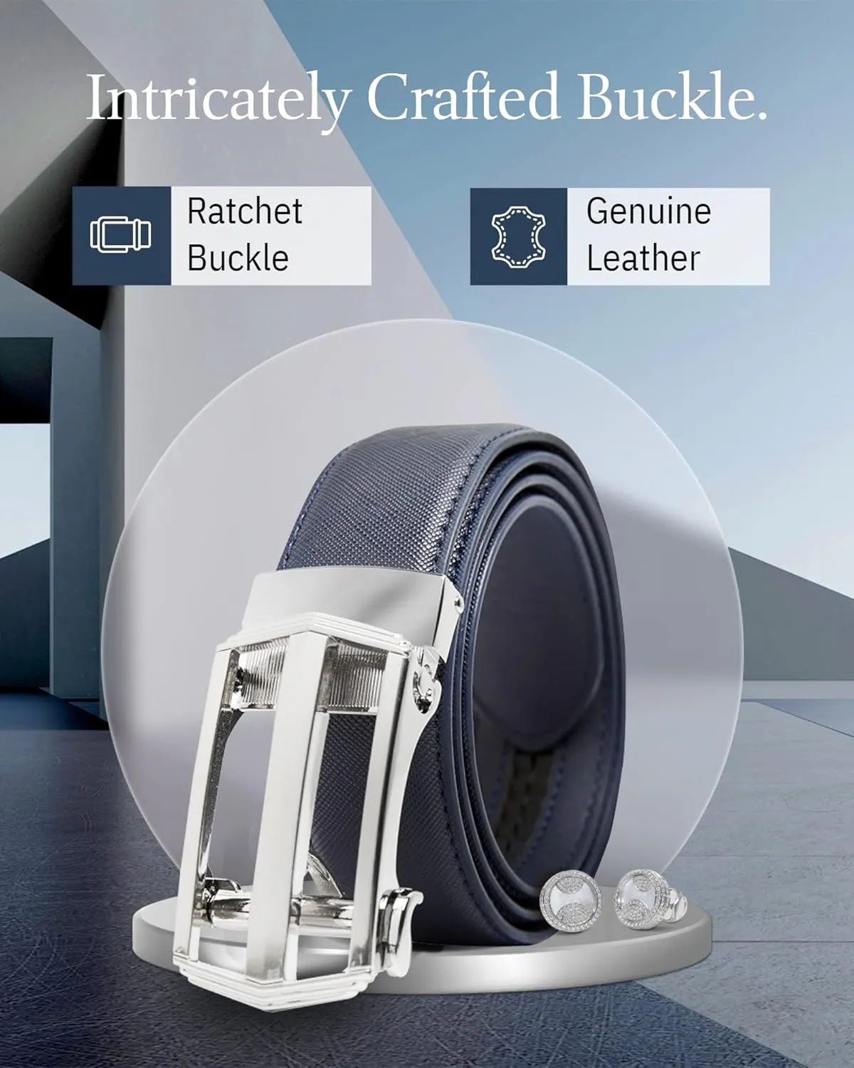 Access Denied Leather Ratchet Belts For Men - Mens Belt With Automatic Buckle For Suits Jeans And Uniform