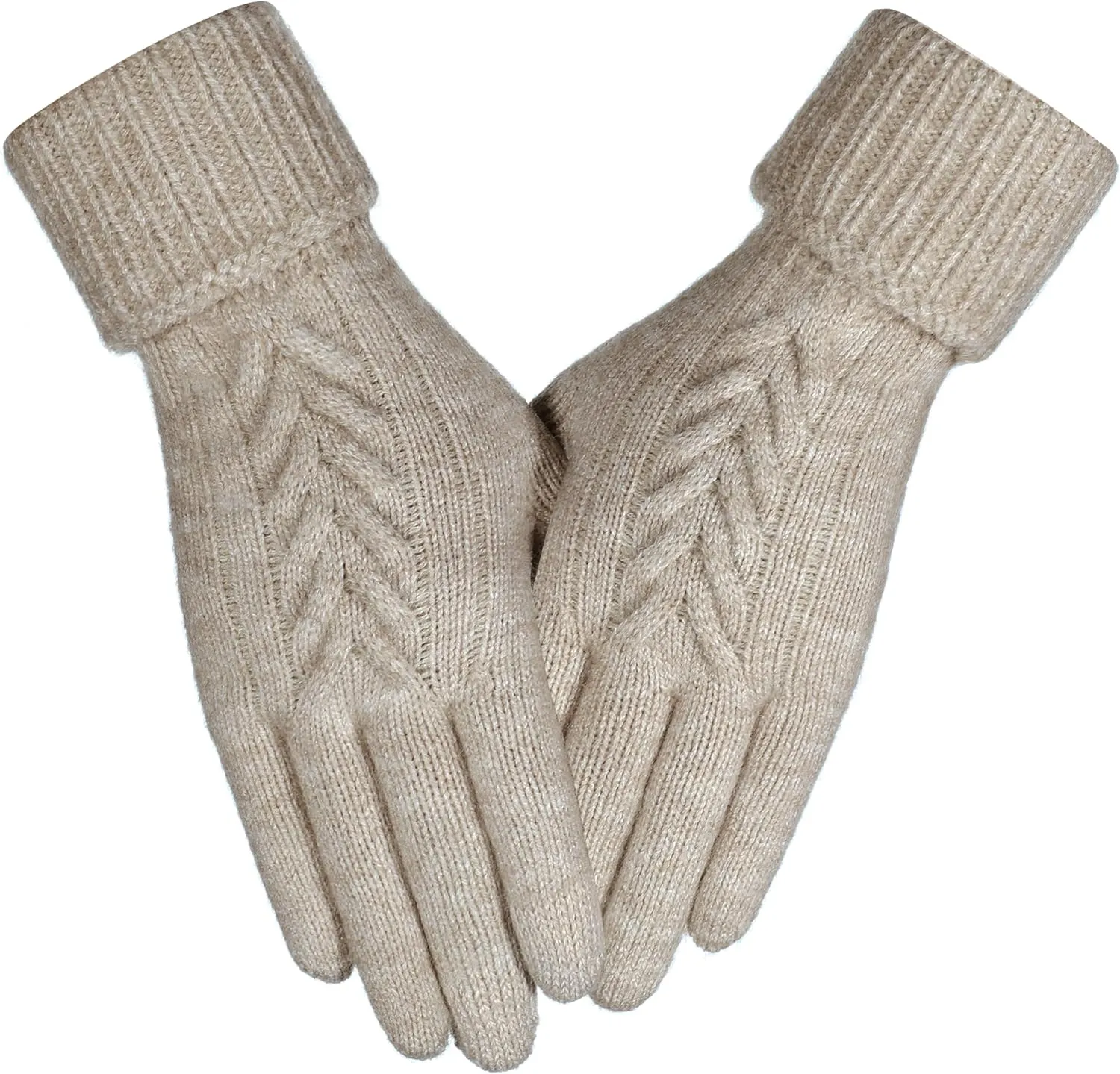 Achiou Women Winter Gloves, Touch Screen Texting Gloves, Elastic Soft Warm Knit Lined, One Size