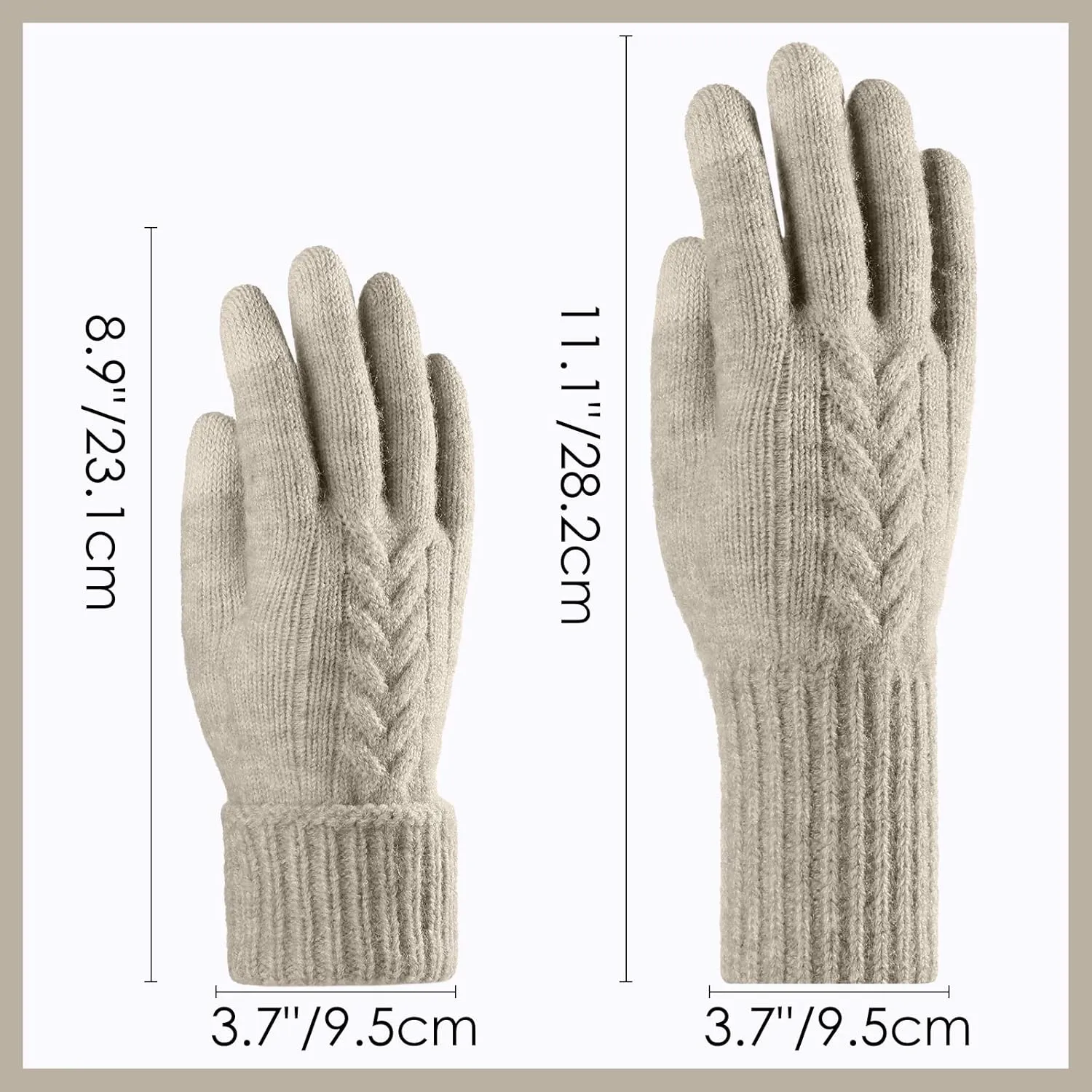 Achiou Women Winter Gloves, Touch Screen Texting Gloves, Elastic Soft Warm Knit Lined, One Size