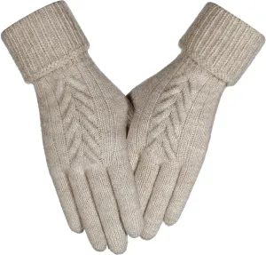 Achiou Women Winter Gloves, Touch Screen Texting Gloves, Elastic Soft Warm Knit Lined, One Size