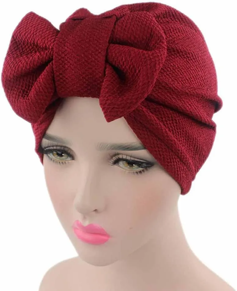 African Women Turban Cap Faux Pearl Head wrap Beaded Headscarf Braid Wrap Hat for Black Women