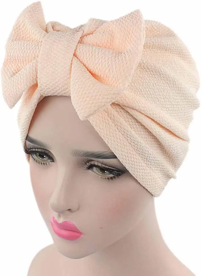 African Women Turban Cap Faux Pearl Head wrap Beaded Headscarf Braid Wrap Hat for Black Women