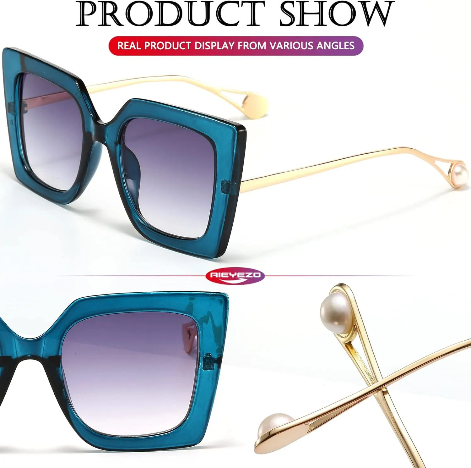 AIEYEZO Fashion Sunglasses for Women Trendy Square Frame Sunglasses UV400 Protection Shades