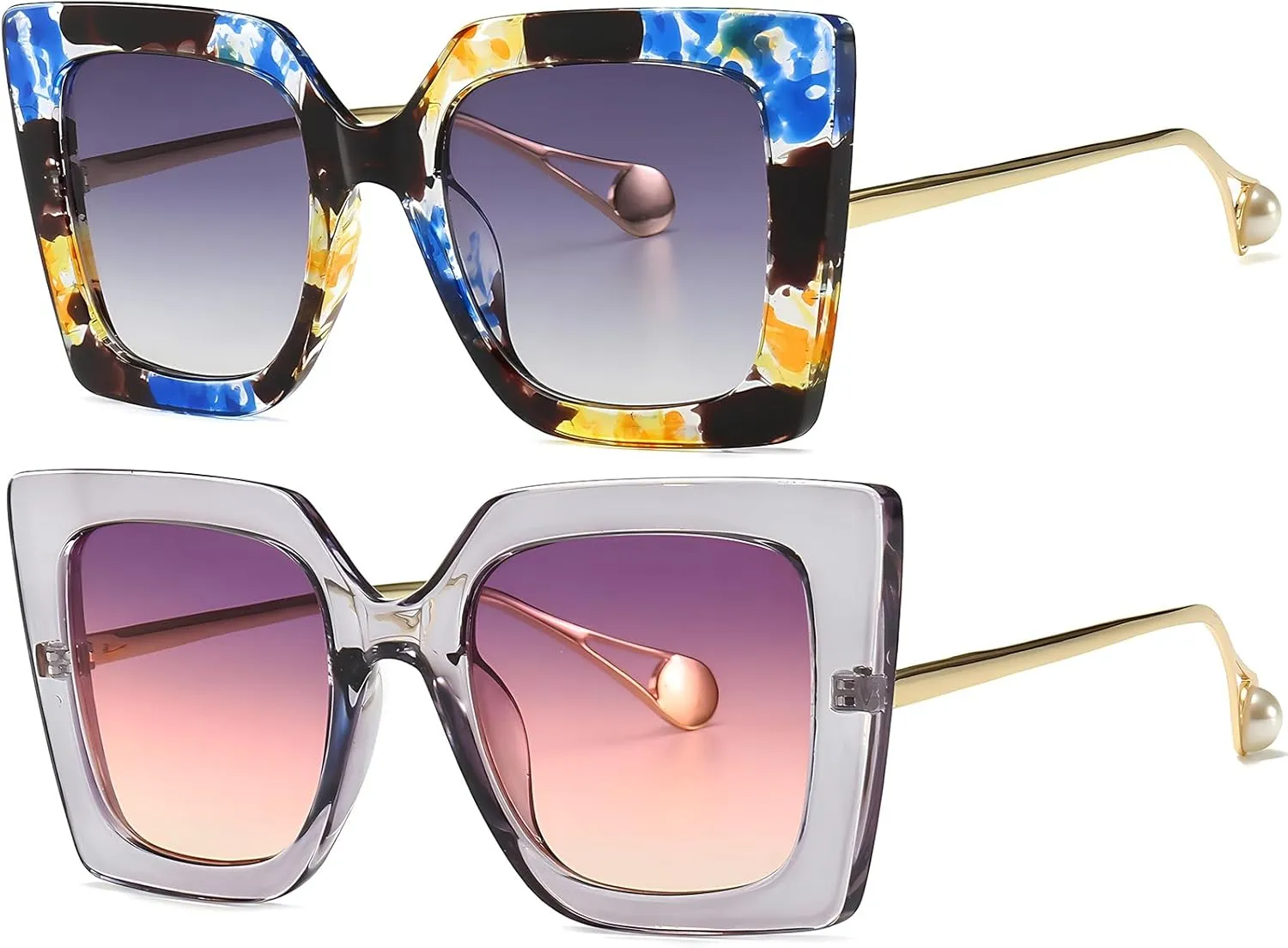 AIEYEZO Fashion Sunglasses for Women Trendy Square Frame Sunglasses UV400 Protection Shades