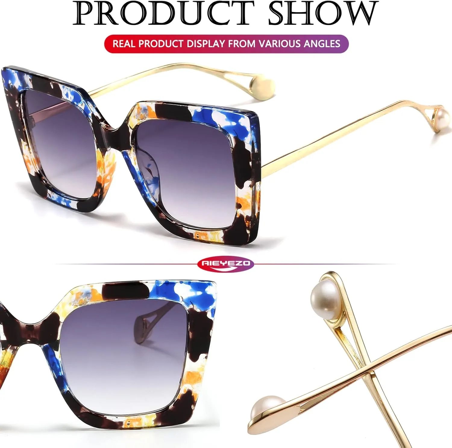 AIEYEZO Fashion Sunglasses for Women Trendy Square Frame Sunglasses UV400 Protection Shades