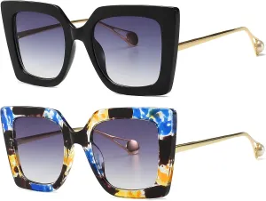 AIEYEZO Fashion Sunglasses for Women Trendy Square Frame Sunglasses UV400 Protection Shades
