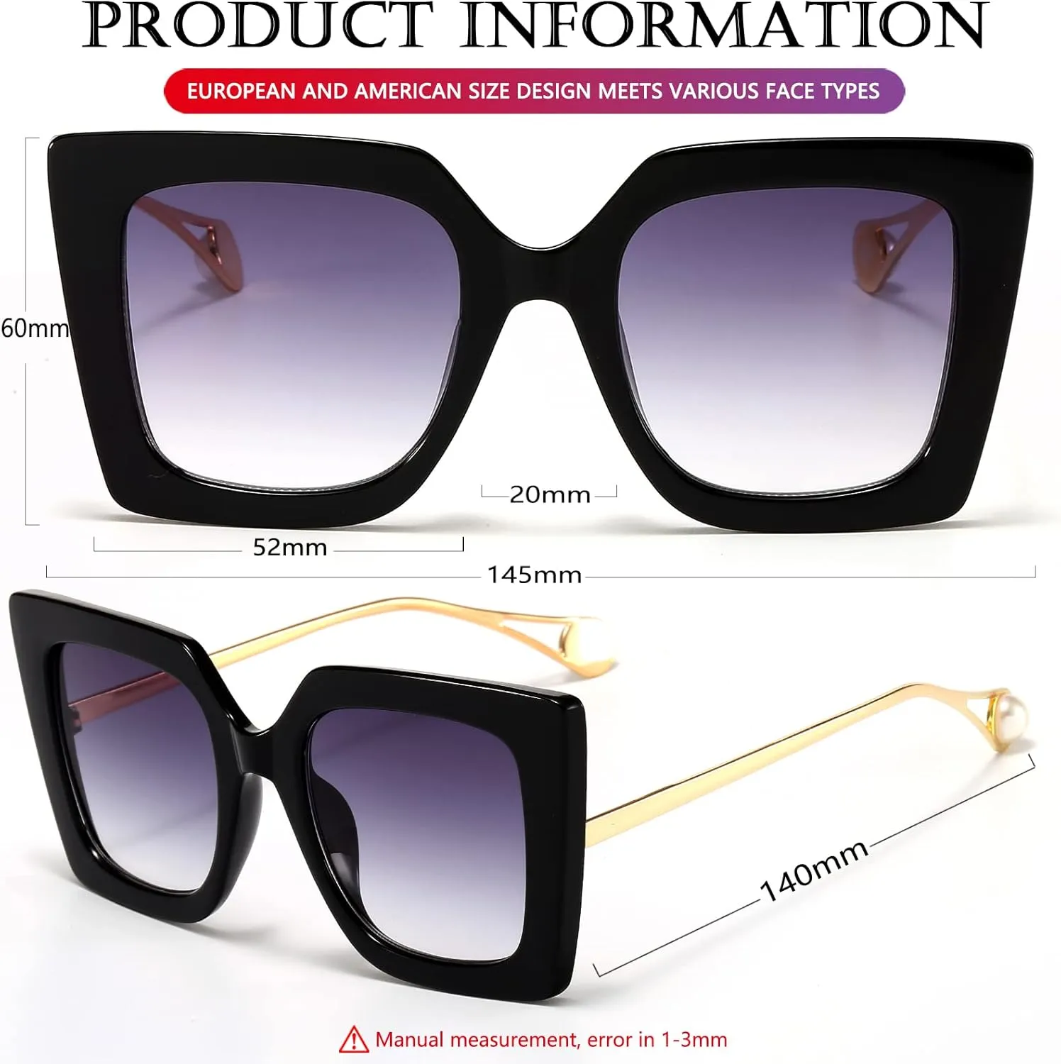 AIEYEZO Fashion Sunglasses for Women Trendy Square Frame Sunglasses UV400 Protection Shades