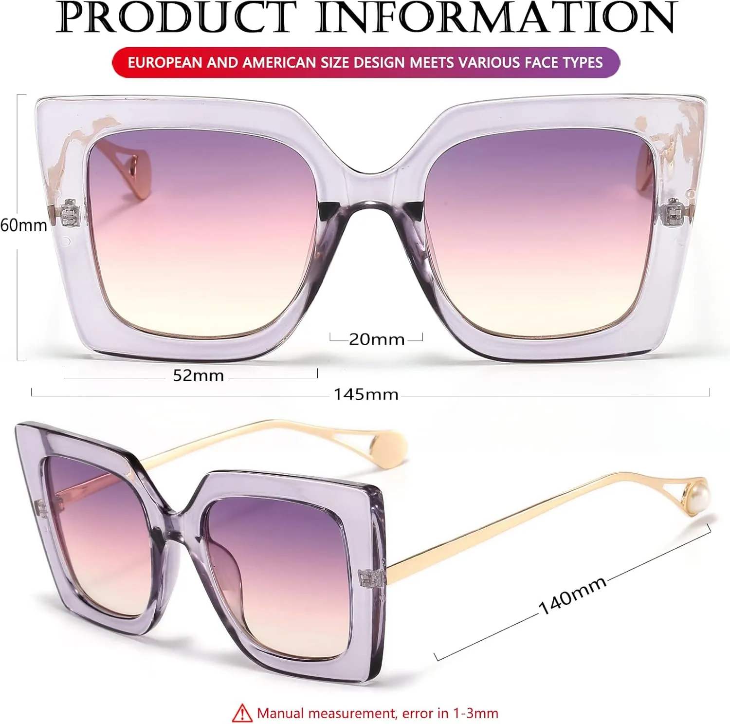 AIEYEZO Fashion Sunglasses for Women Trendy Square Frame Sunglasses UV400 Protection Shades