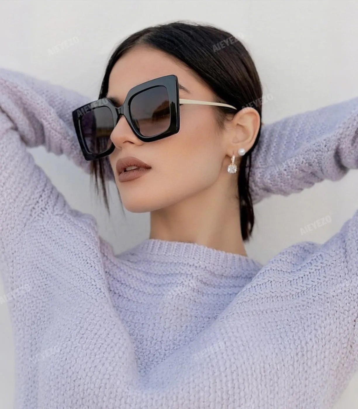 AIEYEZO Fashion Sunglasses for Women Trendy Square Frame Sunglasses UV400 Protection Shades
