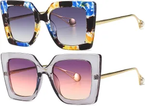 AIEYEZO Fashion Sunglasses for Women Trendy Square Frame Sunglasses UV400 Protection Shades