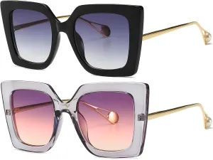 AIEYEZO Fashion Sunglasses for Women Trendy Square Frame Sunglasses UV400 Protection Shades