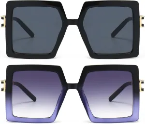 AIEYEZO Oversized Sunglasses for Women Square Fashion Big Large Frame Sun Glasses UV400 Protection